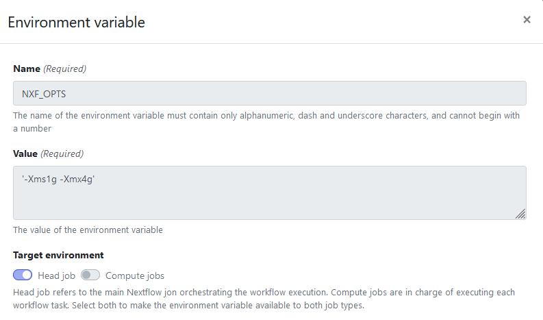 Nextflow options